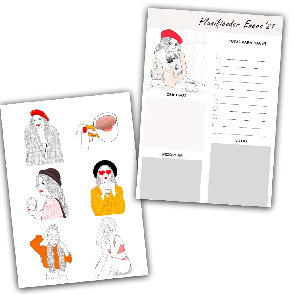planificador y pegatinas gratis